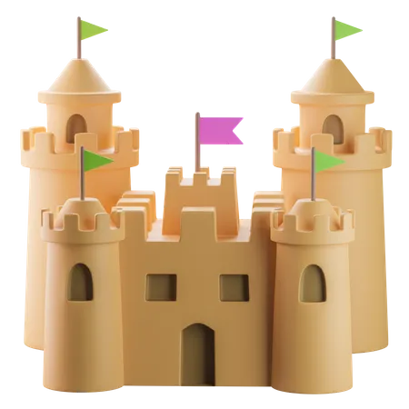 Ilustracao Do Icone 3 D Do Castelo De Areia 3D Icon
