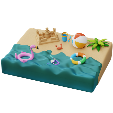 Castelo de areia na areia  3D Illustration