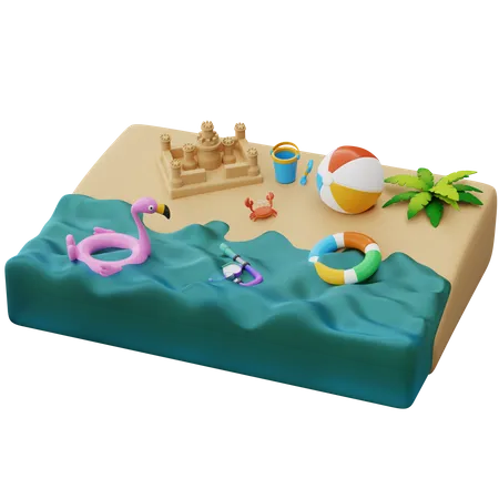 Castelo de areia na areia  3D Illustration