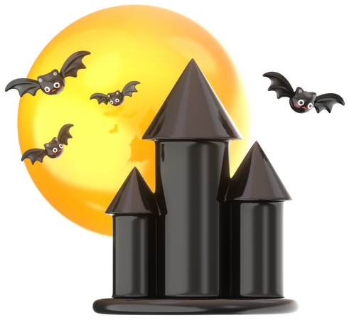 Castle And Moon  Scene  3D Icon