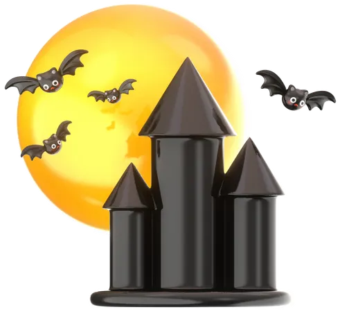 Castle And Moon  Scene  3D Icon