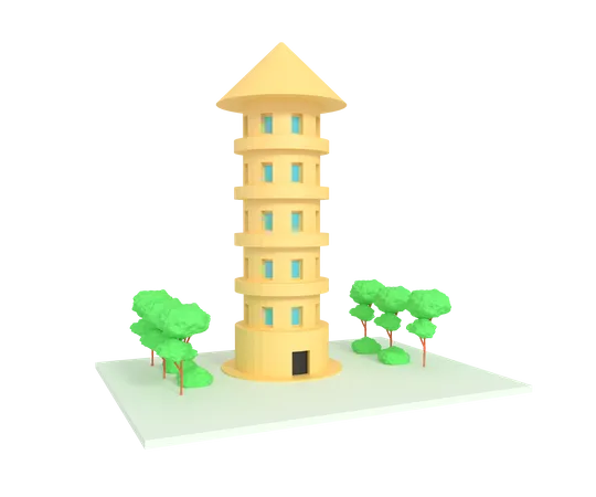 Castle building 3D Illustration