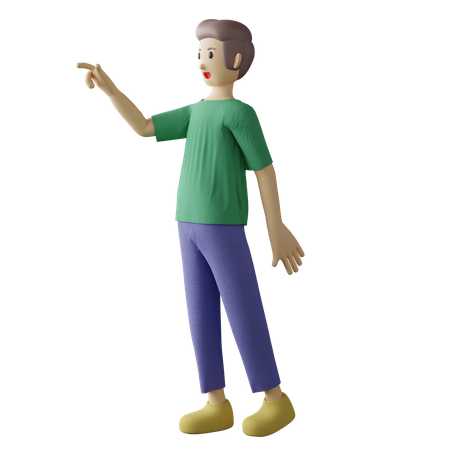 Casual boy touching pose  3D Illustration