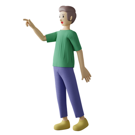Casual boy touching pose 3D Illustration