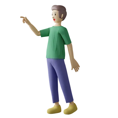 Casual boy touching pose 3D Illustration