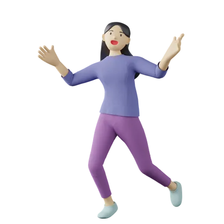 Casual female catching pose 3D Illustration