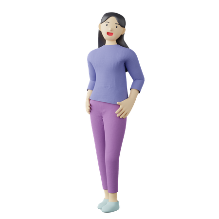 Casual female hands on waist pose 3D Illustration
