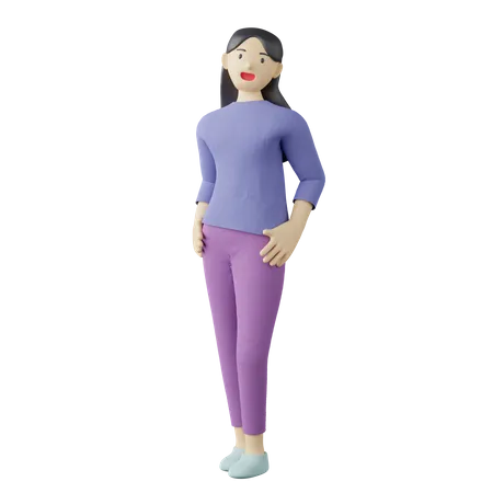 Casual female hands on waist pose 3D Illustration
