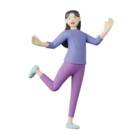 Casual female joyful pose 3D Illustration