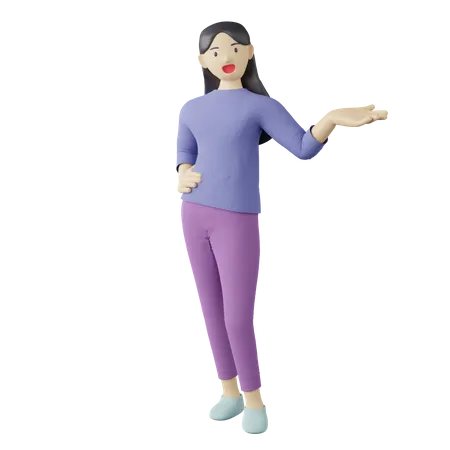 Casual female present pose  3D Illustration