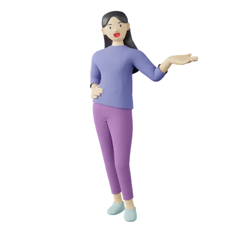 Casual female present pose 3D Illustration