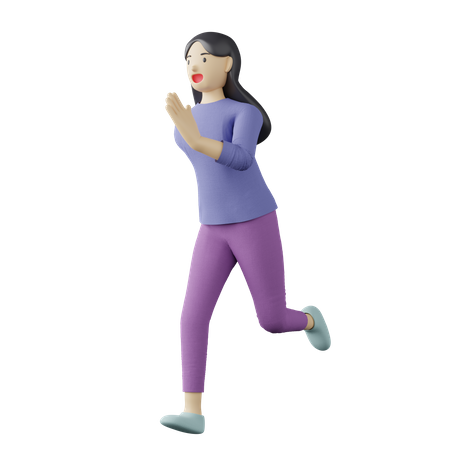 Casual female running pose  3D Illustration