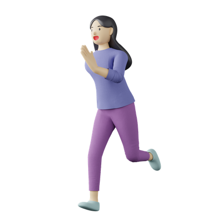 Casual female running pose 3D Illustration