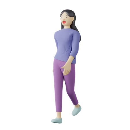 Casual female walking pose 3D Illustration