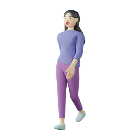 Casual female walking pose 3D Illustration