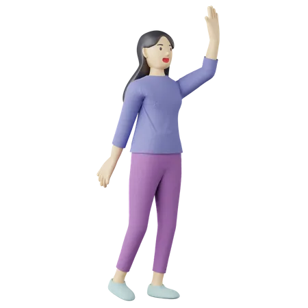 Pose décontractée de femme agitant  3D Illustration