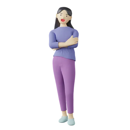 Pose décontractée du bras croisé féminin  3D Illustration