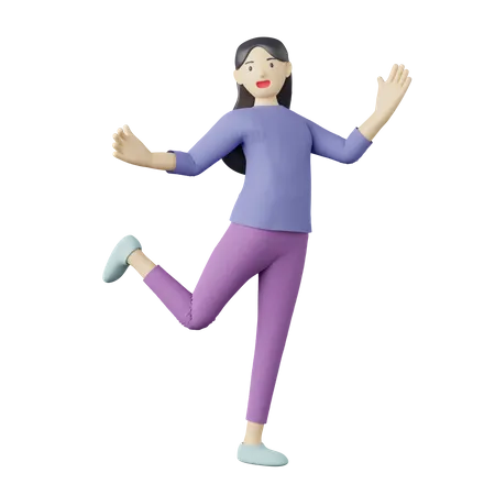 Pose joyeuse féminine décontractée  3D Illustration