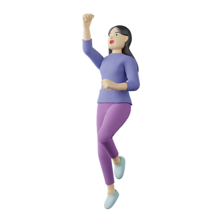 Pose de saut féminin décontracté  3D Illustration