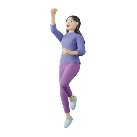 Pose de saut féminin décontracté  3D Illustration