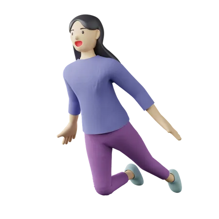 Pose de vol féminine décontractée  3D Illustration