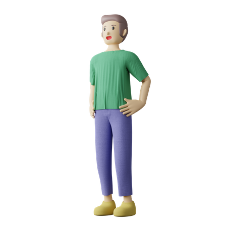 Casual man hands on waist pose  3D Illustration