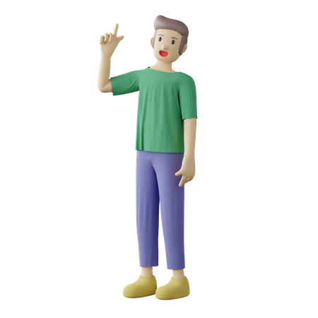 Casual man pointing up pose 3D Illustration
