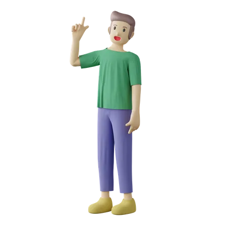 Casual man pointing up pose 3D Illustration