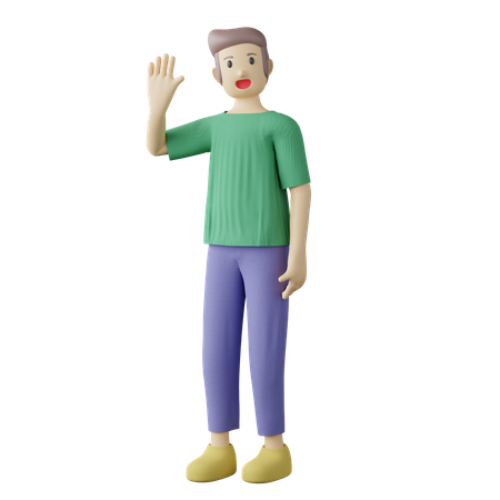 Casual man say hello  3D Illustration