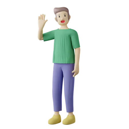 Casual man say hello  3D Illustration