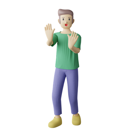 Casual man warning pose  3D Illustration