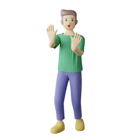 Casual man warning pose  3D Illustration