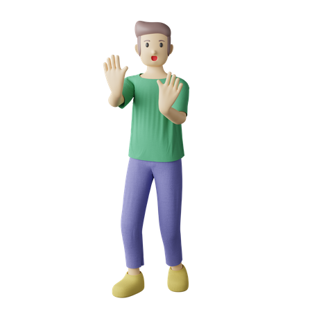 Casual man warning pose 3D Illustration