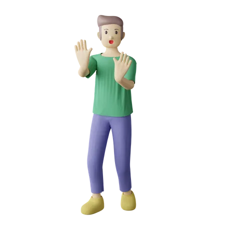 Casual man warning pose 3D Illustration