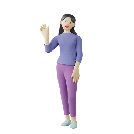 Mujer casual saluda  3D Illustration