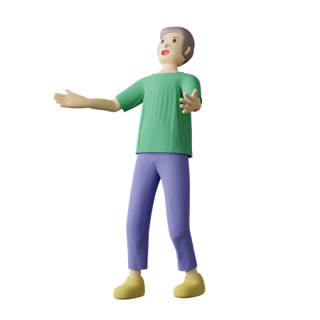 Casual person catching pose  3D Illustration