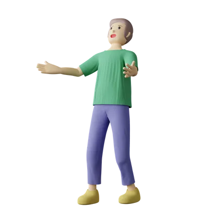 Casual person catching pose  3D Illustration