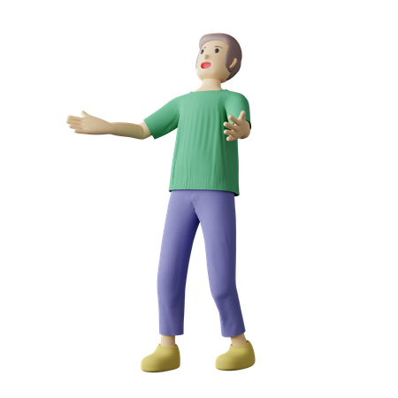 Casual person catching pose 3D Illustration