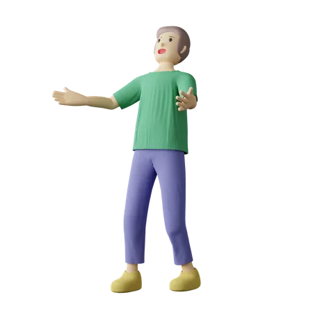 Casual person catching pose 3D Illustration