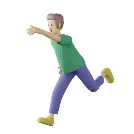 Casual person chasing pose  3D Illustration