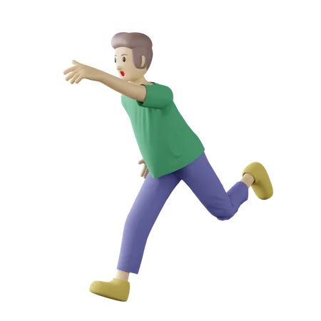 Casual person chasing pose 3D Illustration