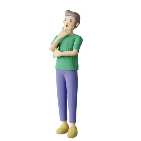 Casual person confused pose 3D Illustration