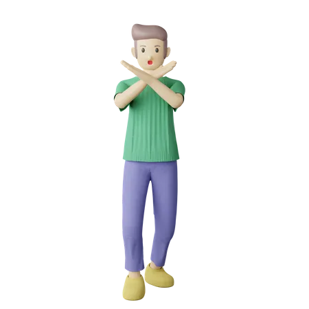 Casual person cross hands pose 3D Illustration