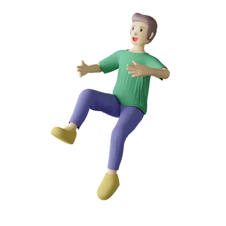Casual person floating pose 3D Illustration