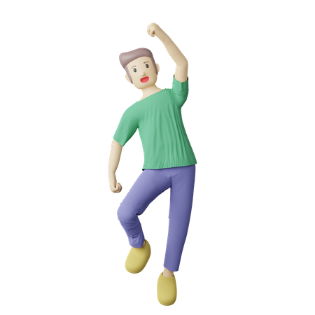 Casual person happy jump pose 3D Illustration