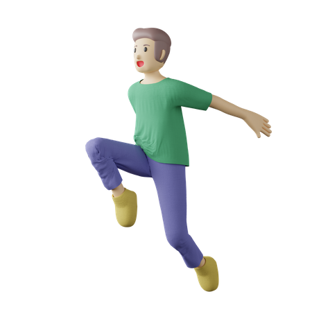 Casual person high jump pose  3D Illustration