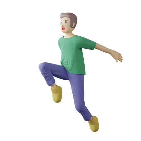 Casual person high jump pose 3D Illustration