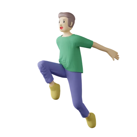 Casual person high jump pose 3D Illustration