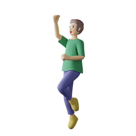 Casual person jump pose 3D Illustration
