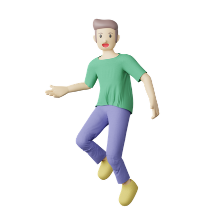 Casual person jumping pose  3D Icon